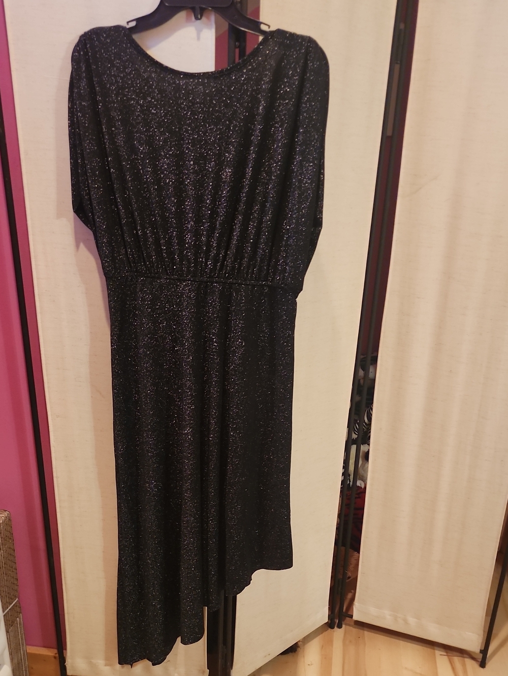 SHEIN Black Sparkle Asymmetrical Party Dress